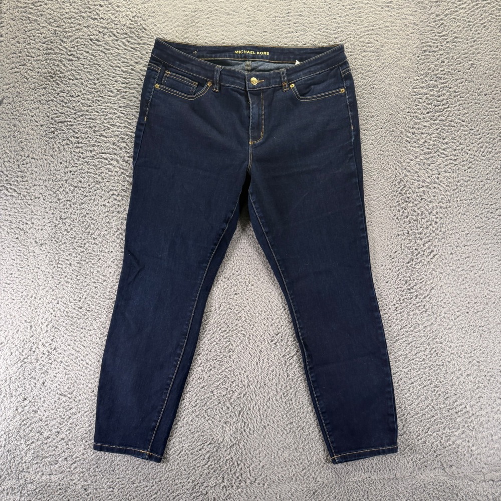 Michael Kors Izzy Jeans Women 14P Blue Cotton Denim Skinny Leg Dark Wash Stretch